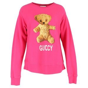 Gucci Embroidered Teddy Bear Sweater in Pink Cotton